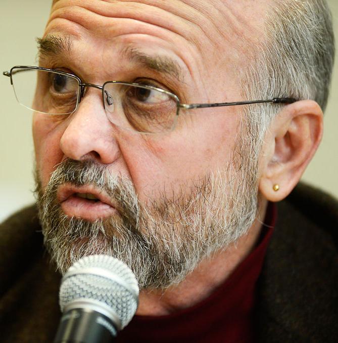 Karl Skala speaks during a candidate forum